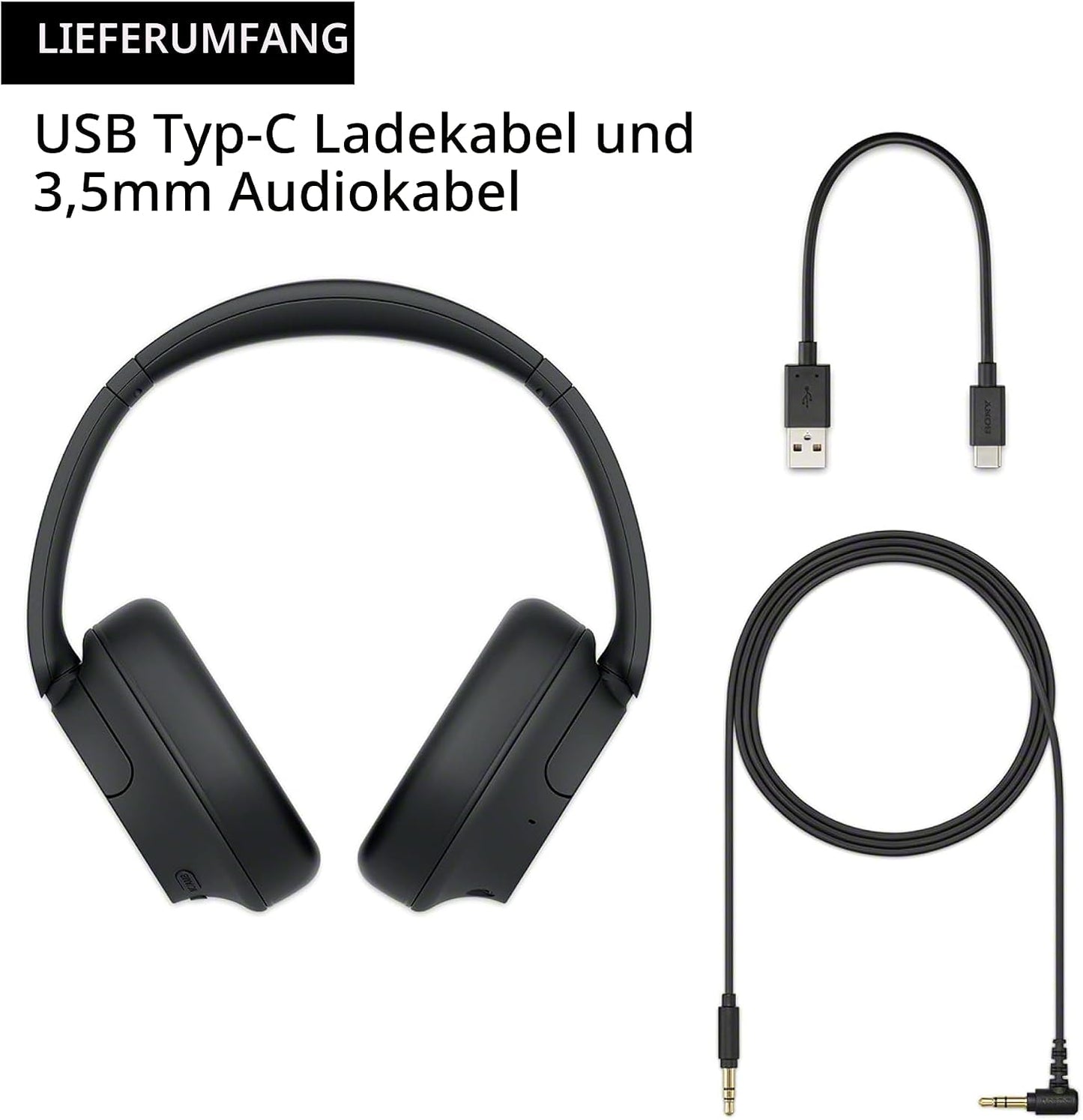Sony WH-CH720N Wireless Headphones, Active Noise Cancelling, 35h Battery, Bluetooth 5, Black