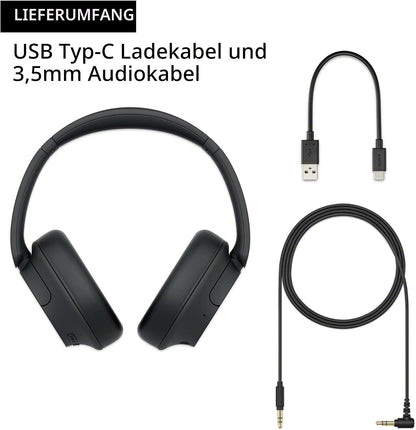 Sony WH-CH720N Wireless Headphones, Active Noise Cancelling, 35h Battery, Bluetooth 5, Black