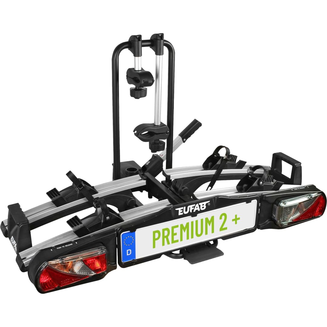 EUFAB PREMIUM 2 Towbar Bike Carrier – 2 Räder, 60kg, E-Bike, Foldable, Lockable, Black
