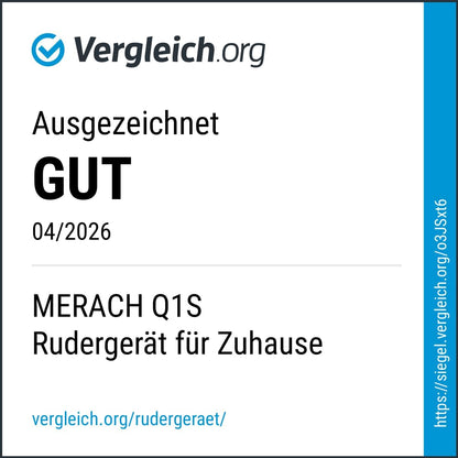 MERACH Q1s Rowing Machine 160kg – 32-stufig Magnet, 5,5kg Schwungrad, App, Dual-Rail, 0,2m², Black
