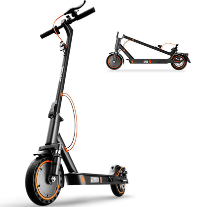 TODIMART T3 E-Scooter with ABE, Up to 30 km Range, 8,5 Zoll Solid Rubber Tyres, Bluetooth-App, Dual Braking System, Foldable, IPX5, Black/Orange