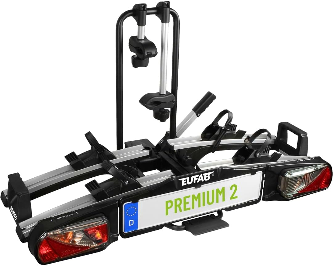 EUFAB PREMIUM 2 Towbar Bike Carrier – 2 Räder, 60kg, E-Bike, Foldable, Lockable, Black
