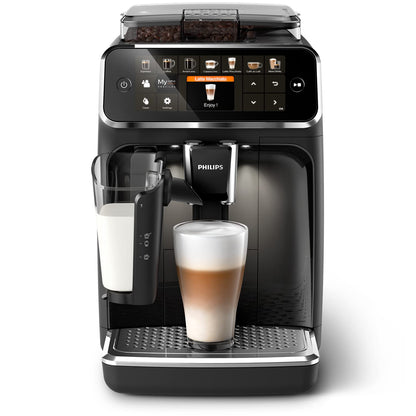Philips Series 5400 LatteGo Fully Automatic Coffee Machine EP5447/90, 12 Coffee Specialities, Milk System, TFT-Touchdisplay, ExtraShot, AquaClean, Black/Chrome