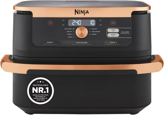 Ninja AF500EUCP Foodi FlexDrawer Air Fryer 10,4L – 7 Functions, Dual Zone, 2470W, Black/Copper