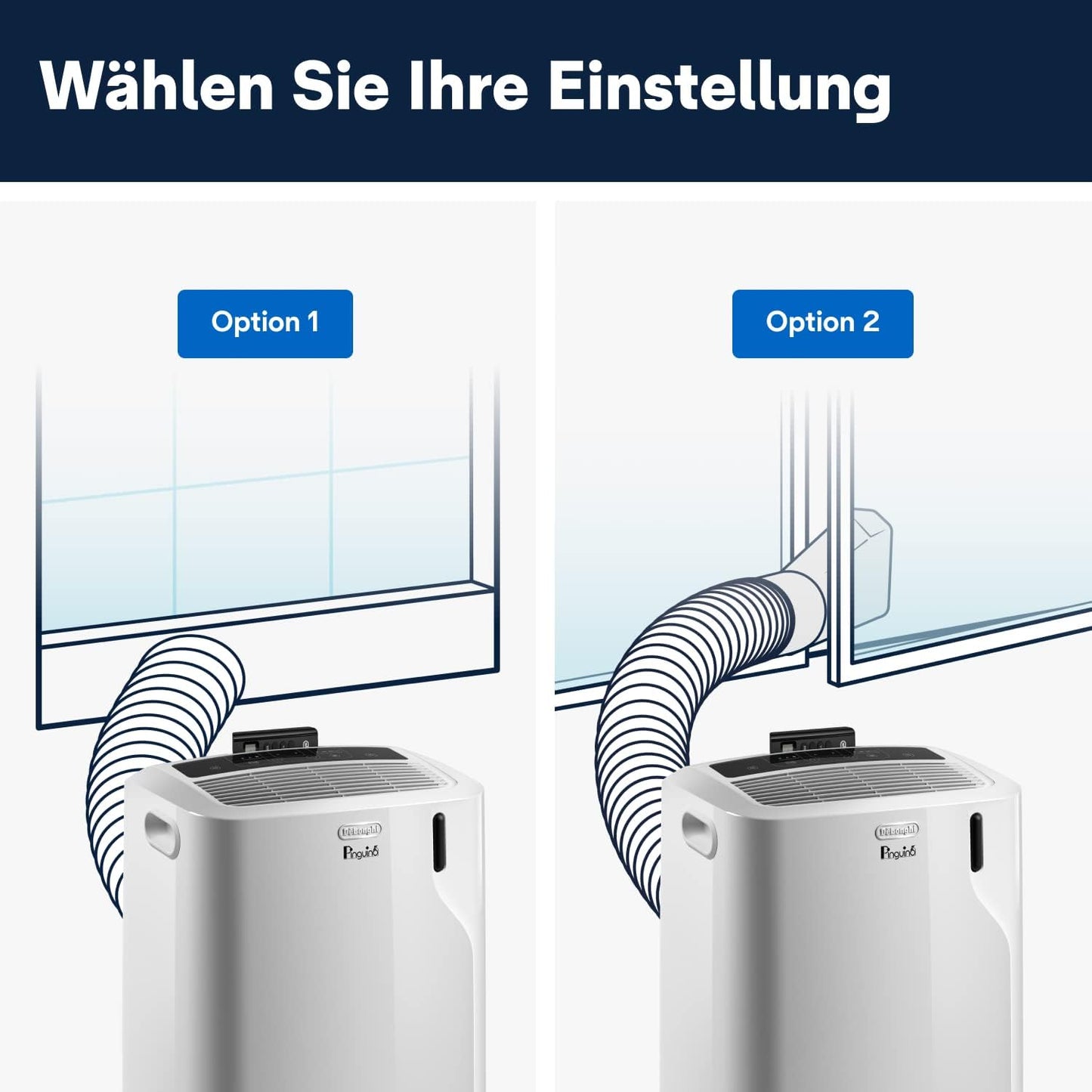 De'Longhi Penguin PAC EM82 Eco Portable Air Conditioner 2,4kW – R290, Energy Class A, SEER 16, Dust Filter, White