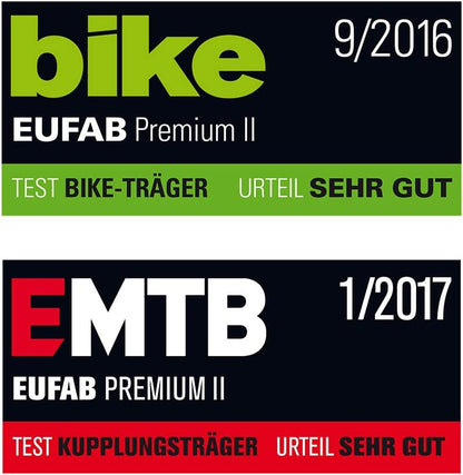 EUFAB PREMIUM 2 Towbar Bike Carrier – 2 Räder, 60kg, E-Bike, Foldable, Lockable, Black