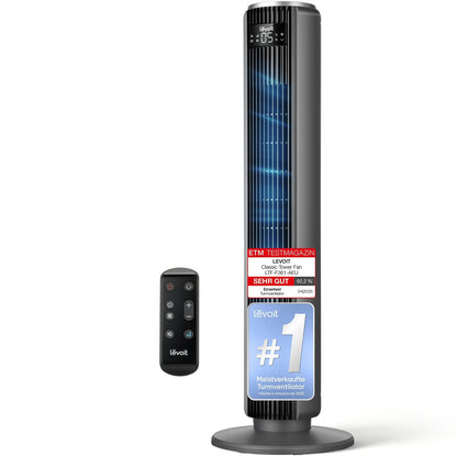 Levoit LTF-F422S-KEU Classic Pro Smart Tower Fan – 12 Speeds, 25dB, 2844m³/h, Alexa, App, Black