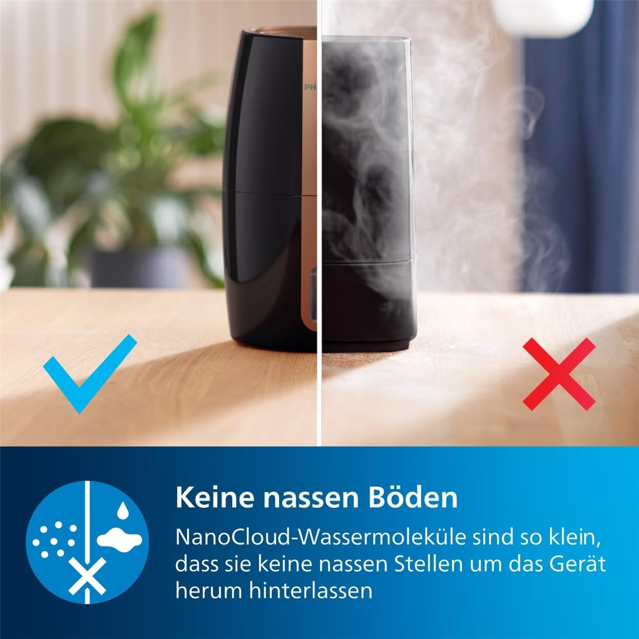 Philips HU2718/10 2000 Series Humidifier 2L – NanoCloud, 200ml/h, 32m², 3 Speeds, 15h, Black/Copper
