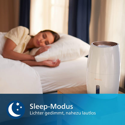 Philips HU2716/10 2000 Series Humidifier 2L – 99% bakterienreduziert, 32m², 360°, 3 Speeds, Sleep Mode, White