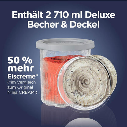 Ninja NC502EU CREAMi Deluxe Ice Cream Maker 2x710ml – 10 Programmes, Dual-Motor, Stone Gold