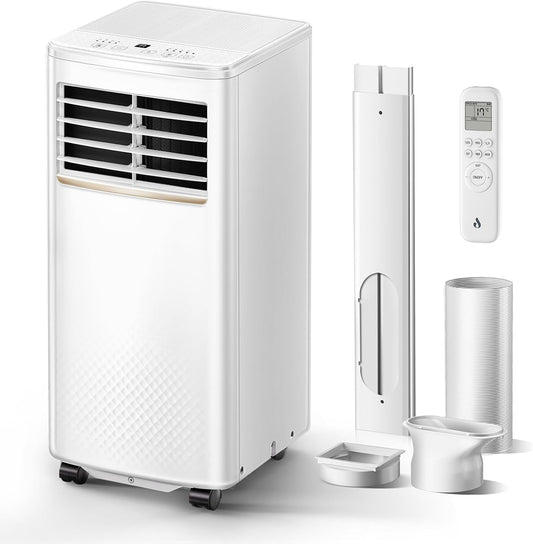 4-in-1 Mobile Air Conditioner, 7000 BTU Mobile Air Conditioner with Cooling, Air Circulation, Dehumidification, Portable Air Conditioner with Remote Control, Exhaust Hose, Sleep Mode, 2.1 kW for Rooms