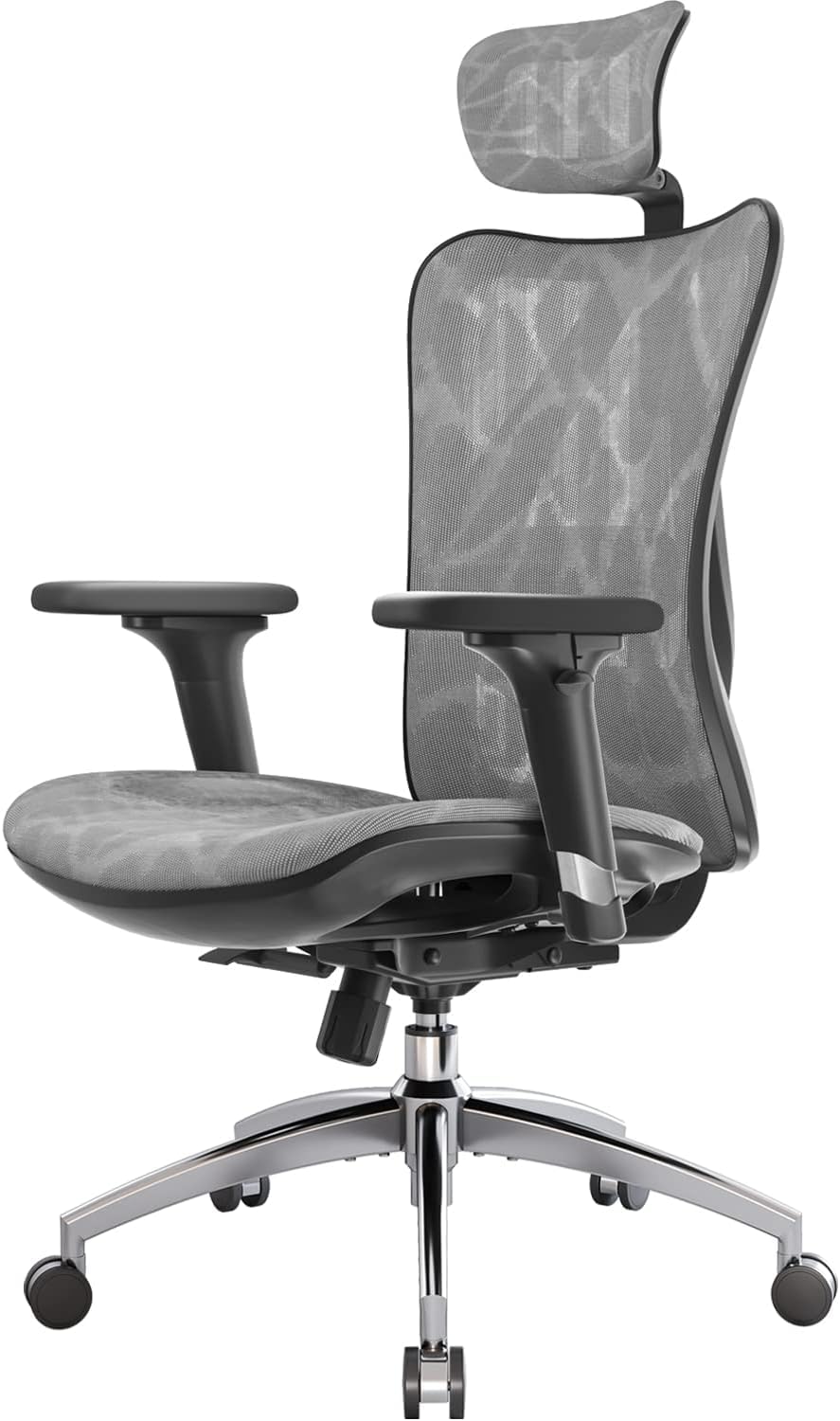 SIHOO M57 Ergonomic Office Chair, 3D-Armrests, Mesh, Headrest, Up to 150 kg, Black