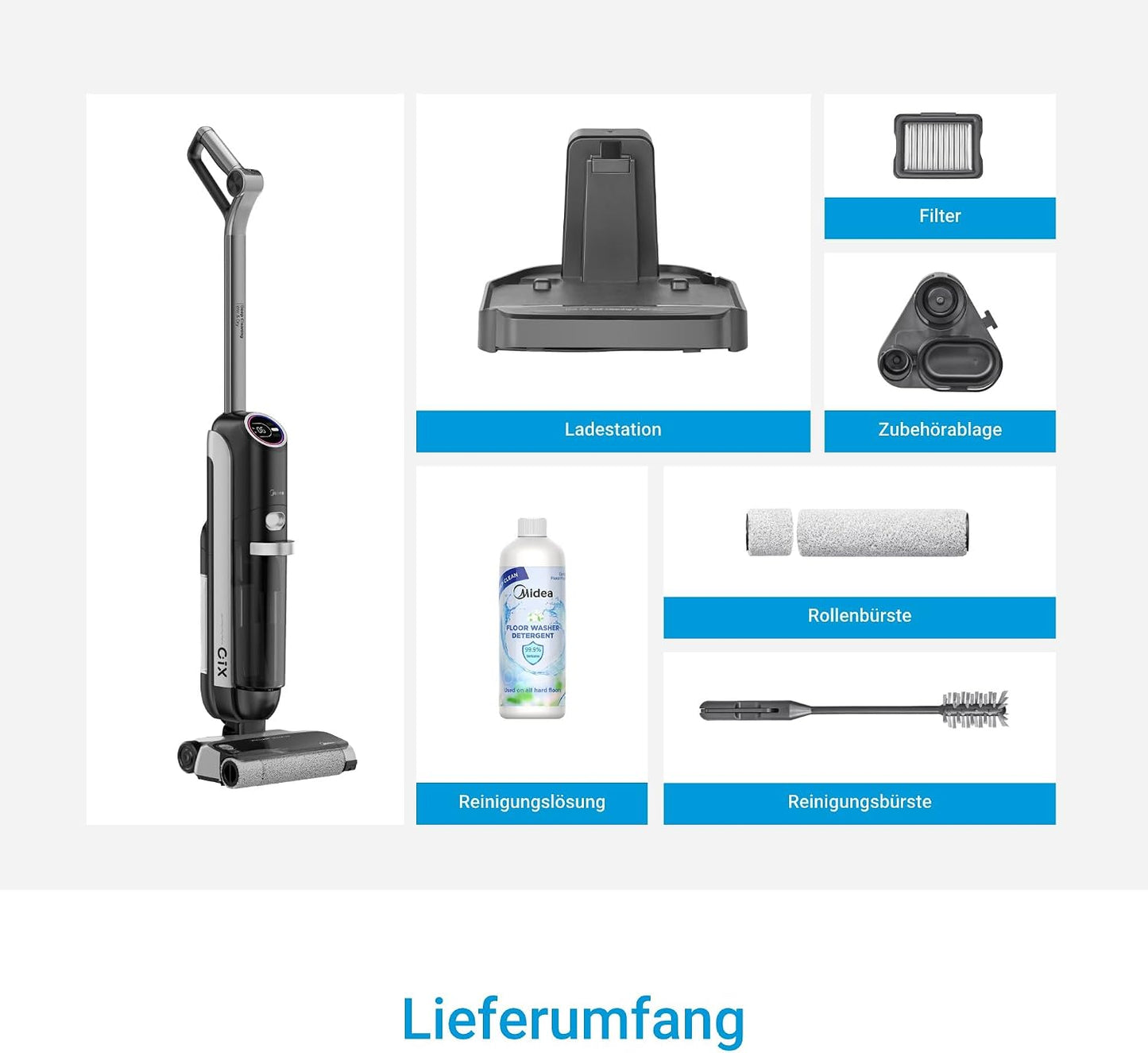 Midea X10 SF 3-in-1 Wet & Dry Cordless Vacuum – KI-Erkennung, 60°C Heißlufttrocknung, Self-Cleaning