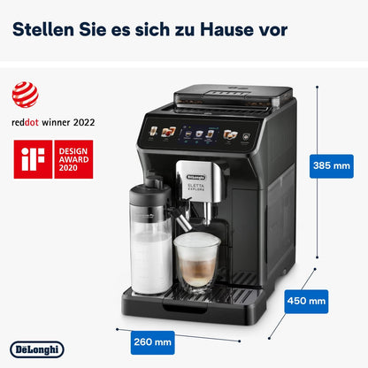 De'Longhi Eletta Explore ECAM452.57.G Fully Automatic Coffee Machine – 40+ Drinks, LatteCrema Hot & Cool, TFT, Grey