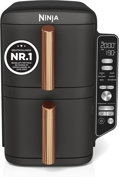 Ninja SL400EUCP Double Stack Air Fryer 9,5L – 4 Ebenen, 6 Functions, 2470W, Copper/Black