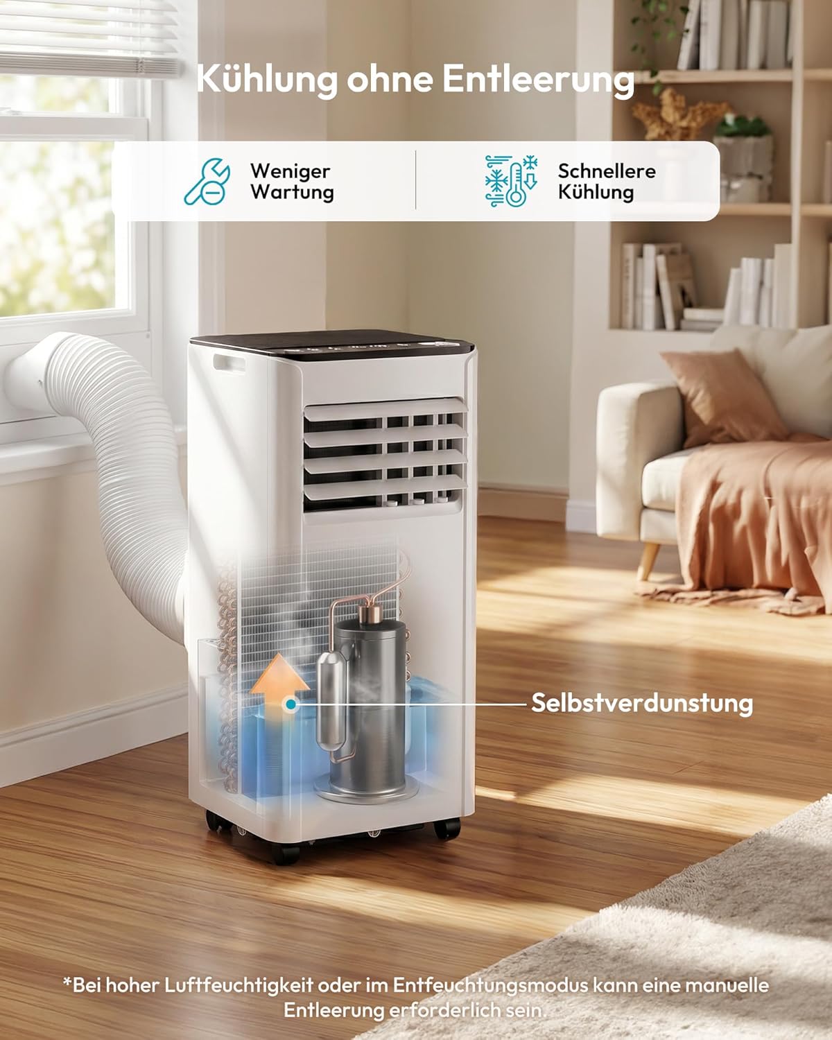 EUHOMY OL-A016FF26N2 Portable Air Conditioner 9.000 BTU – 4-in-1, R290, Energy Class A, GMCC, 25m², White