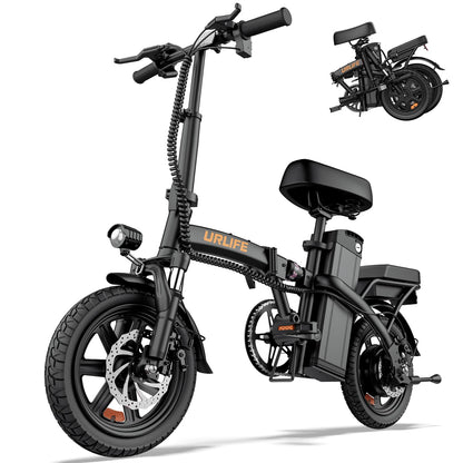 URLIFE F1L Klapp-E-Bike 250W – 48V/7,5Ah, 60km, Pedelec, IP54, Dual-Federung, 14", Black