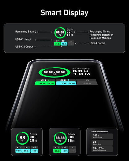 Anker Prime 72Wh Powerbank 20.000 mAh, 200W, USB-C & USB-A, Fast Charging, Black