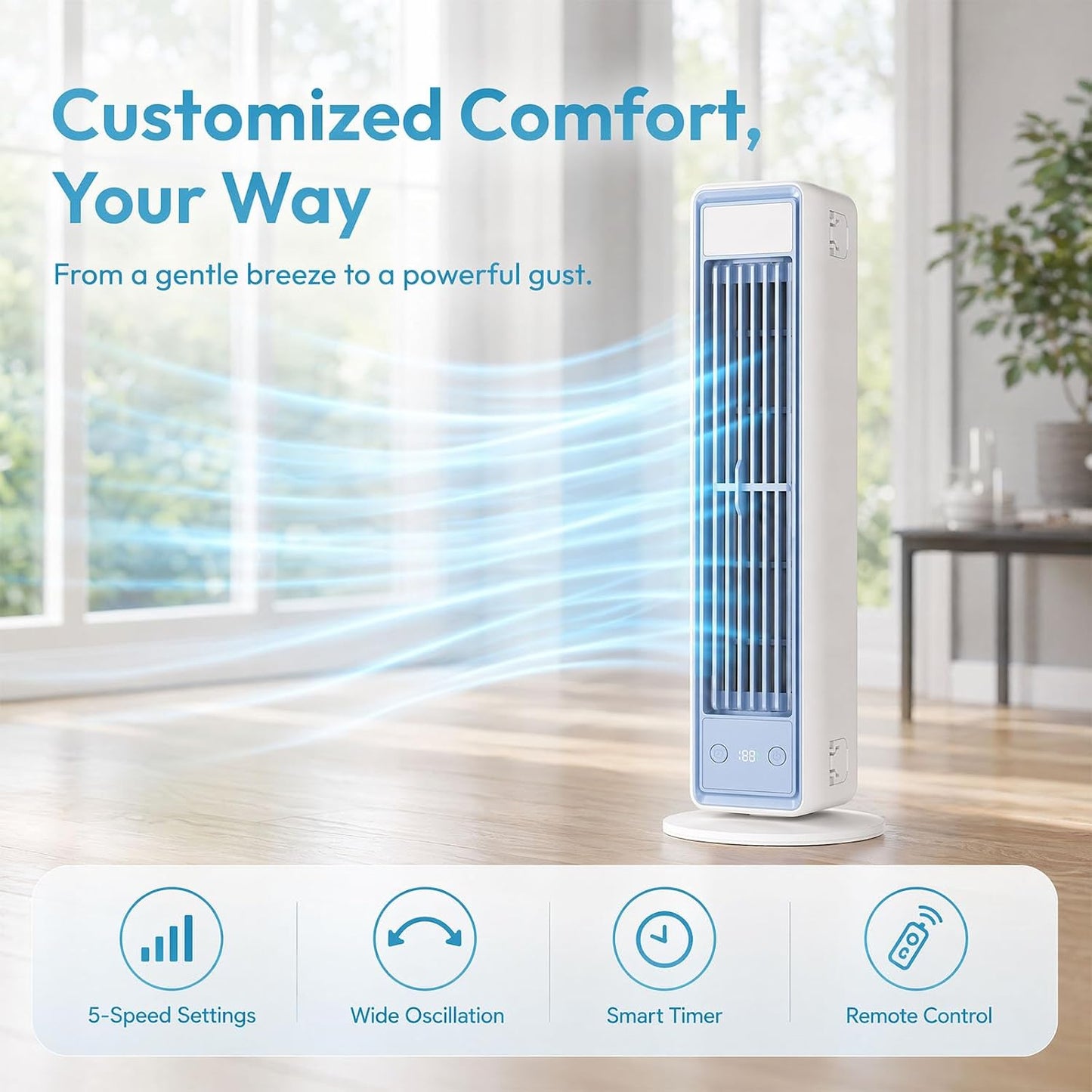 Simsky HZ-7-1-60 Mobiler Air Cooler 3L – bladeless, 35dB, 3 Speeds, without Abluftschlauch, 15m², 10W, White