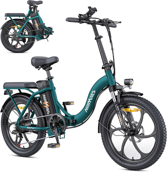 HillMiles MilePort 1 E-Bike Foldable 250W – 36V/13Ah, 100km, 7-Gang, Dual-Federung, 20", Green