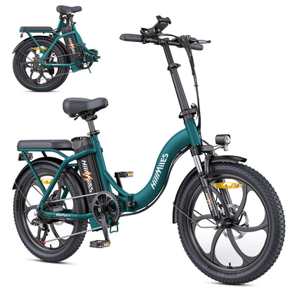 HillMiles MilePort 1 E-Bike Foldable 250W – 36V/13Ah, 100km, 7-Gang, Dual-Federung, 20", Green