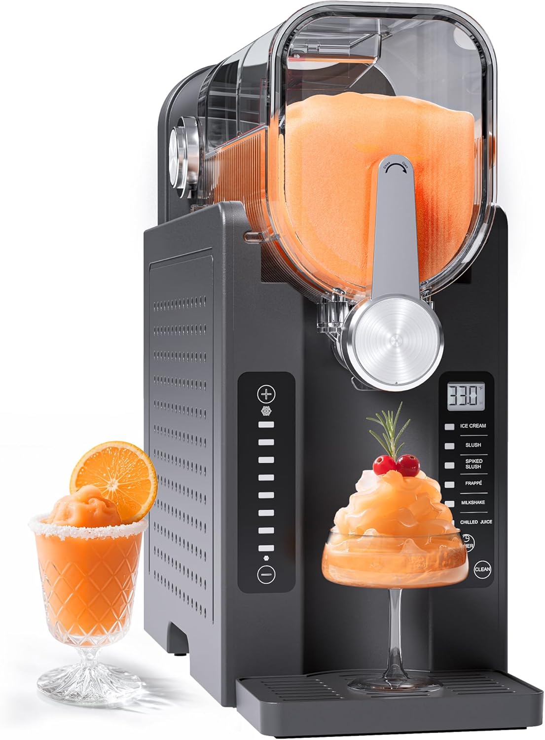 INITIO AD03 Slush Machine 2 L – 6 Programmes, 12h Vorprogrammierung, Self-Cleaning, Grey