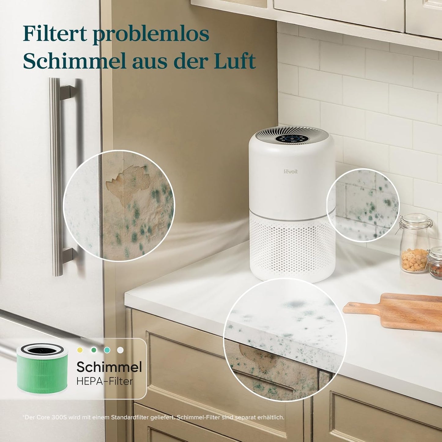 Levoit Core 300S Smart Air Purifier – HEPA 99,97%, Lasersensor, 20m² in 12min, 22dB, VeSync App, White