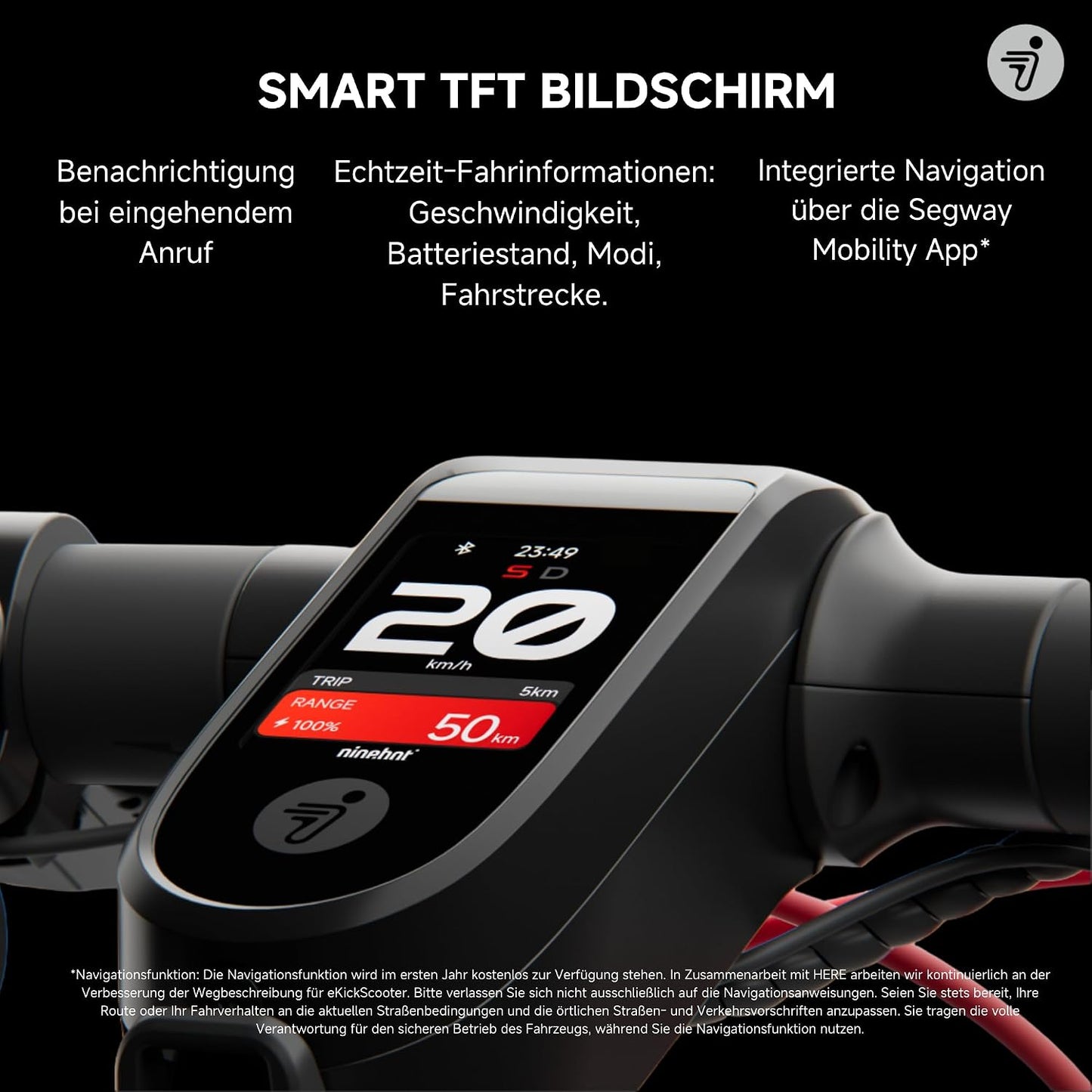 Segway-Ninebot F3 Pro D E-Scooter, Up to 70 km Range, 10 Zoll Self-Sealing Pneumatic Tyres, Full Suspension, TFT Display, Apple Find My, Foldable, Black