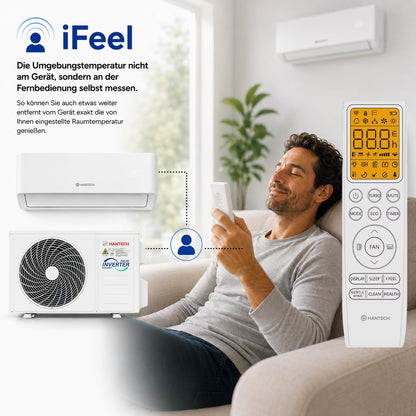 HANTECH H-PRO Split Air Conditioner 12.000 BTU – Inverter, Energy Class A++, Heating & Cooling, WiFi, Alexa, White