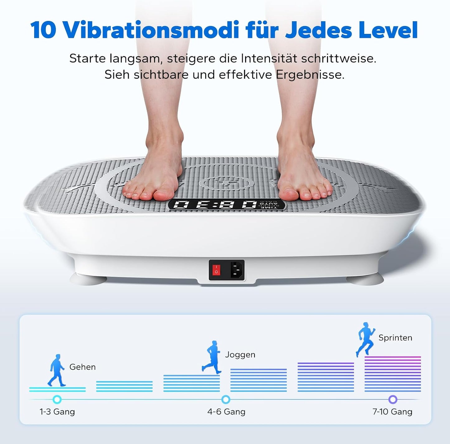 MERACH MR-2398 Slim Vibration Plate – 10 Speeds, <40 dB, 136kg, LED Display, Remote Control, Grey