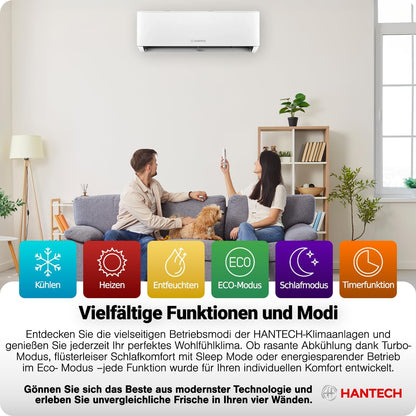 HANTECH H-PRO Split Air Conditioner 12.000 BTU – Inverter, Energy Class A++, Heating & Cooling, WiFi, Alexa, White