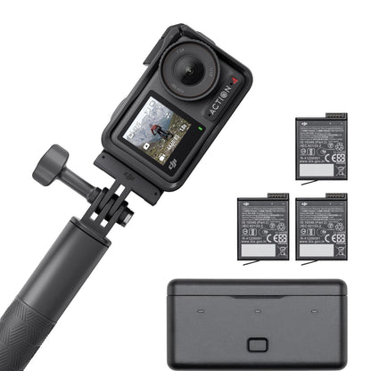 DJI Osmo Action 4 Essential Combo 4K Action Camera – 1/1.3" Sensor, 155°, 10-Bit, IP68, 150 Min, Black
