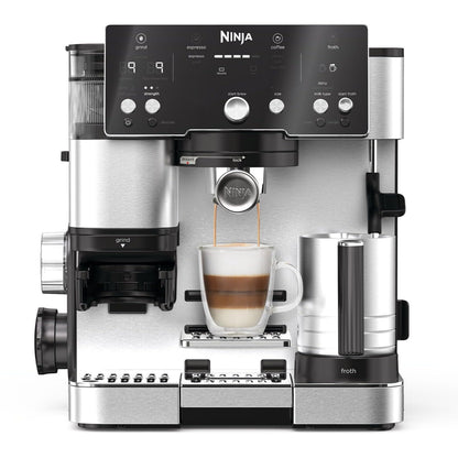 Ninja ES601EUGM Luxe Premier 3-in-1 Coffee Machine 2L – Barista-Assist, Grinder, Mikroschaum, Grey Metal