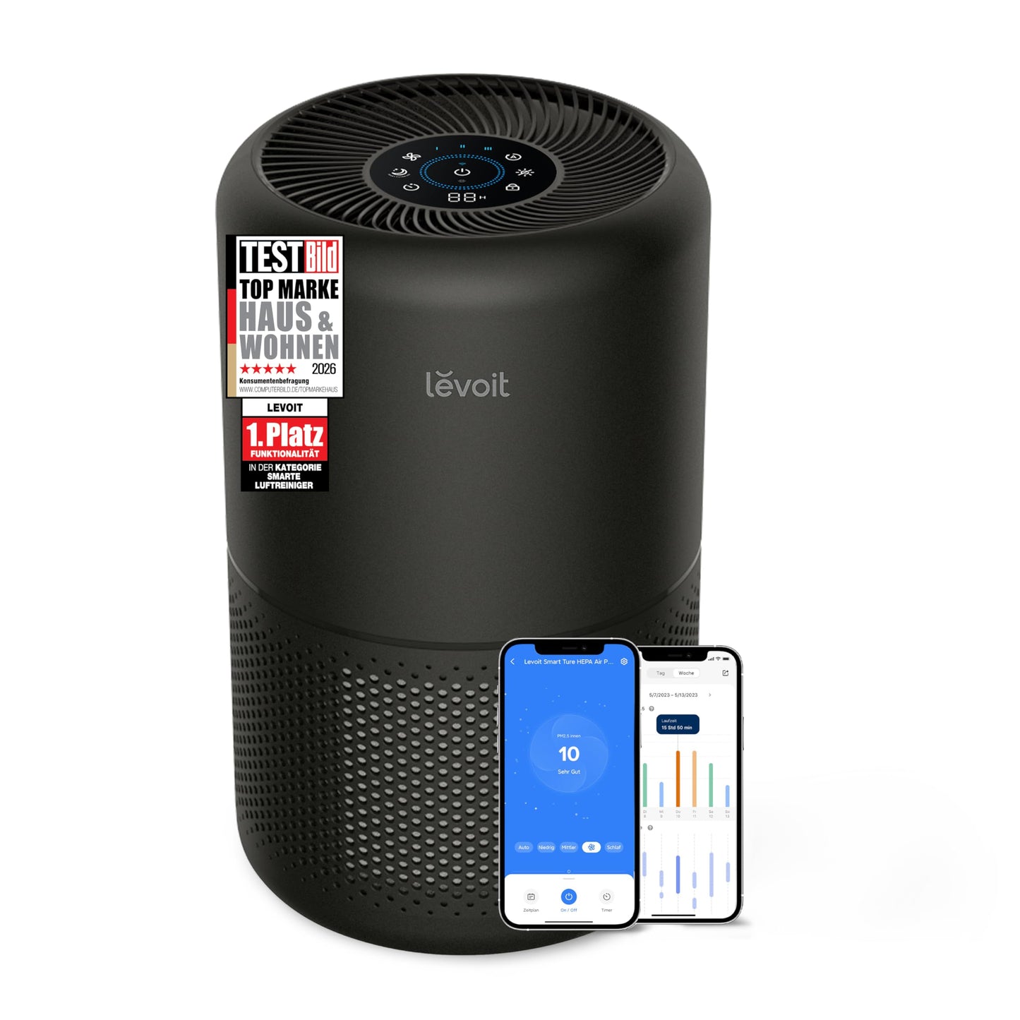 Levoit Core 300S Smart Air Purifier – HEPA 99,97%, Lasersensor, 20m² in 12min, 22dB, VeSync App, White