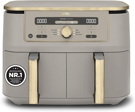 Ninja DZ400EUSGD Foodi Dual Zone Air Fryer 9,5L – 6 Functions, 2470W, Stone Gold