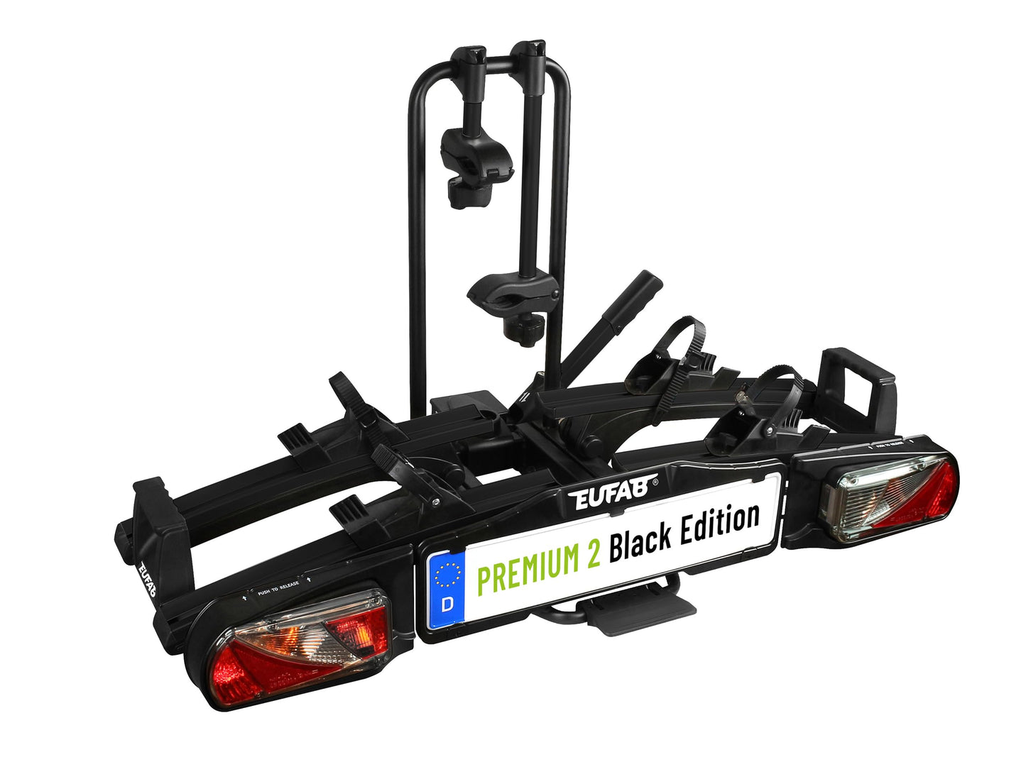 EUFAB PREMIUM 2 Towbar Bike Carrier – 2 Räder, 60kg, E-Bike, Foldable, Lockable, Black