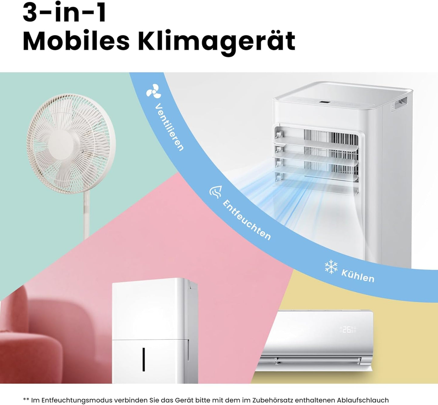 Comfee Breezy Cool Pro 2.6 Portable Air Conditioner 9.000 BTU – A, R290, App & Alexa, White