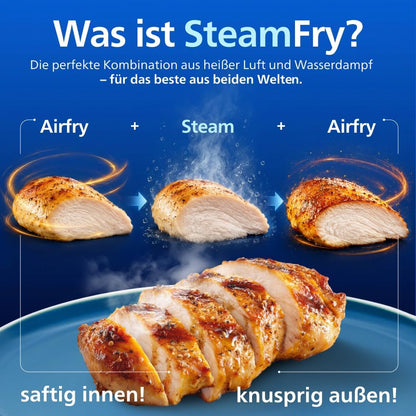 Philips NA550/00 5000 Series Steam & AirFry Air Fryer 9L – RapidAir Plus, 2x Korb, 2750W