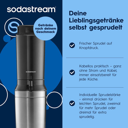 SodaStream Crystal 3.0 Sparkling Water Maker – Quick Connect CO2, 2x Glass Carafe 0,7L, Titanium/Black