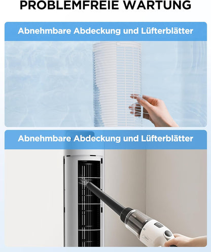 Midea FZ10-16AR Tower Fan 111cm – 6 Speeds, 3 Modes, 32dB, 60° Oscillation, 12h Timer, White