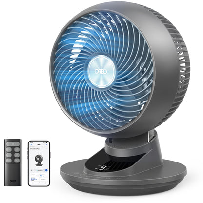 DREO TurboPoly DR-HAF008S Table Fan – 1.530m³/h, 22dB, 100° Oscillation, 9 Speeds, WiFi, Alexa, Black