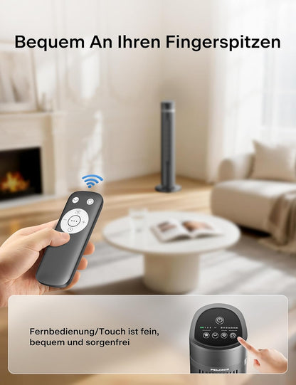Pelonis PE-FZ10-18TRB-DE Tower Fan 101,6cm – 90° Oscillation, 36dB Night Mode, 15h Timer, 4 Speeds, Grey