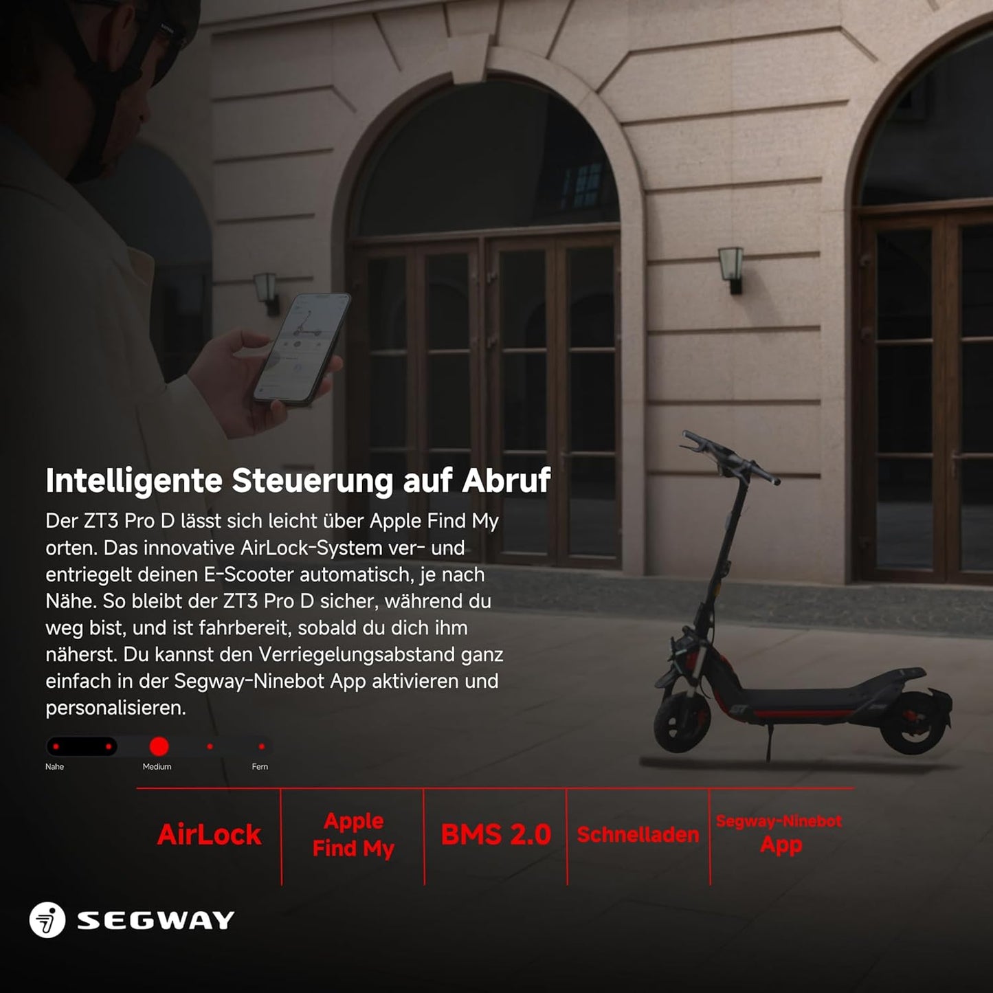 Segway-Ninebot ZT3 Pro D E-Scooter, Up to 70 km Range, 11 Zoll Off-Road Tyres, Full Suspension, Flash Charge, Apple Find My, Foldable, Black