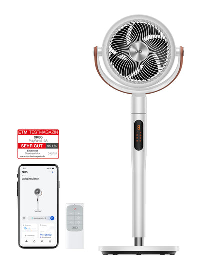 DREO PolyFan 513S DR-HAF003S Pedestal Fan 95,5cm – 2209m³/h, 20dB, RGB, 150°+120°, WiFi, Alexa, Black
