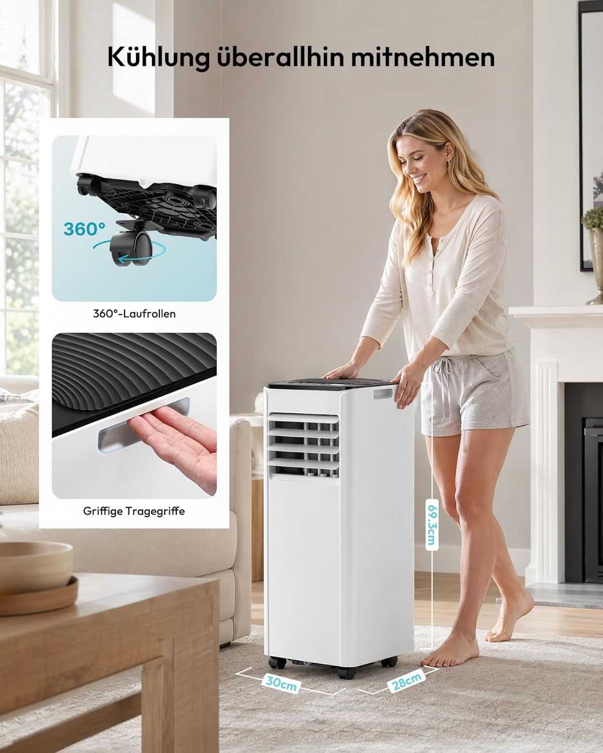 EUHOMY OL-A016FF26N2 Portable Air Conditioner 9.000 BTU – 4-in-1, R290, Energy Class A, GMCC, 25m², White
