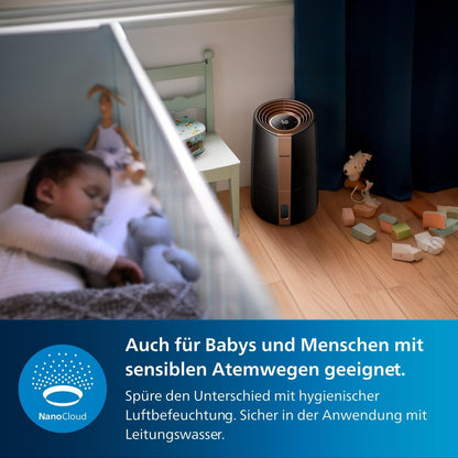 Philips HU3918/10 3000 Series Humidifier 3L – 99% bakterienreduziert, 45m², 360°, 9h Timer, Black
