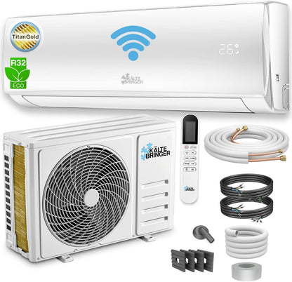 Kältebringer KB34 Split Air Conditioner 12.000 BTU – Full-Inverter, Energy Class A++/A+, R32, WiFi, Alexa, TitanGold, White