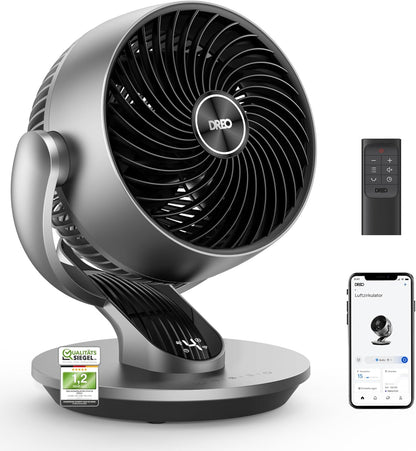 DREO CF511S DR-HAF001S Air Circulation Fan – 70ft, 28,5dB, 90°+120° Oscillation, WiFi, Alexa, Silver