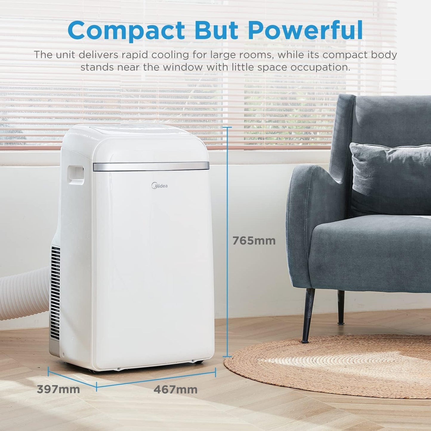Midea MPD-12CRN7 Portable Air Conditioner 12.000 BTU – 3-in-1, R290, Energy Class A, Follow-Me, 45m², White