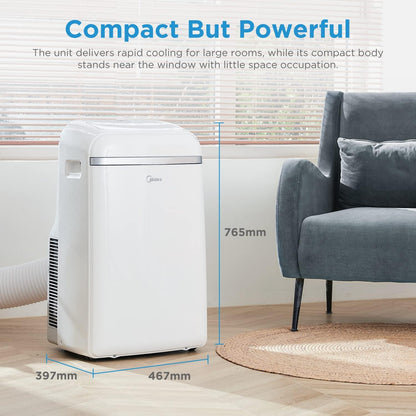 Midea MPD-12CRN7 Portable Air Conditioner 12.000 BTU – 3-in-1, R290, Energy Class A, Follow-Me, 45m², White